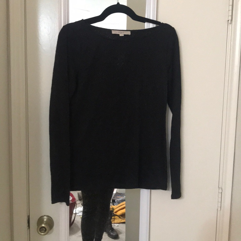 LOFT semi sheer knit lace top NWT